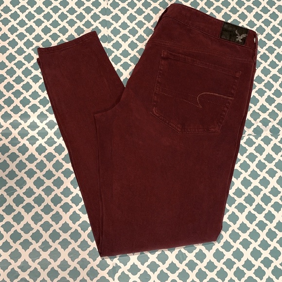 American Eagle Outfitters 360 Super Stretch Maroon Jegging Size 10 Regular - Picture 1 of 7